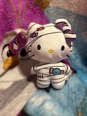 Hello Kitty White Mummy Plush with Purple Bow and Candy Details